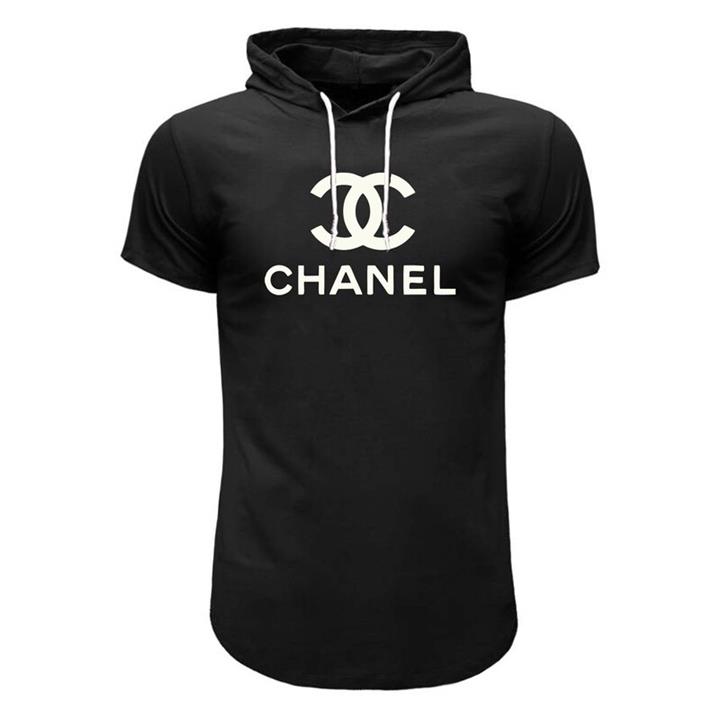 تیشرت کلاه دارمشکی طرح chanel مدل s 7989